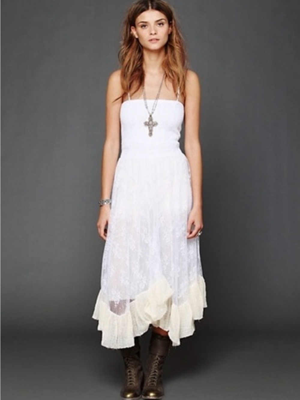 Free People Lace Convertible Slip White Extra Small